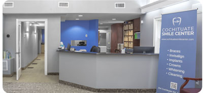 front desk at Cochituate Smile Center in Framingham, MA